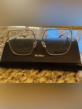 MaxMara gold Geometric Metal Frame Eyeglasses